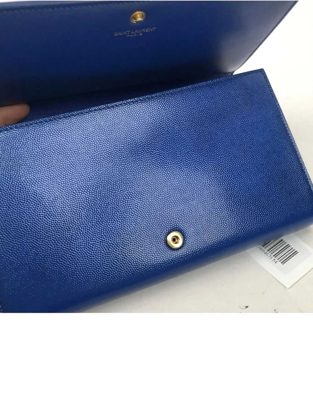 YVES SAINT LAURENT Saint Laurent Blue Leather Classic Letters Chain Clutch Bag